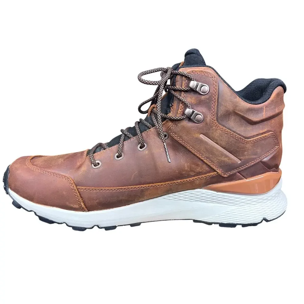 The North Face Vals Mid Brown Leather Waterproof Hiking Boots Size 13